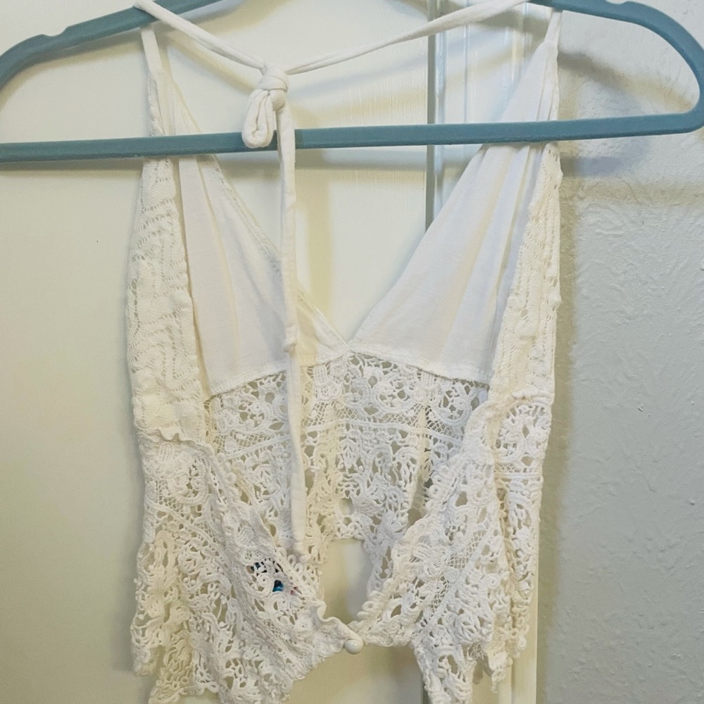 White crop top not sure what brand it is.